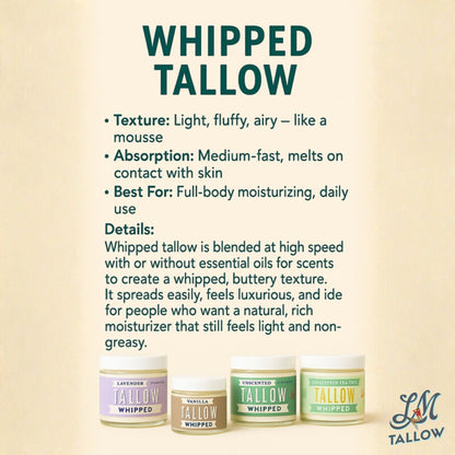Scented Whipped Tallow Trio - 9oz Lavender, Vanilla Bean &amp; Eucalyptus Tea Tree | Grass-Fed Skincare Bundle