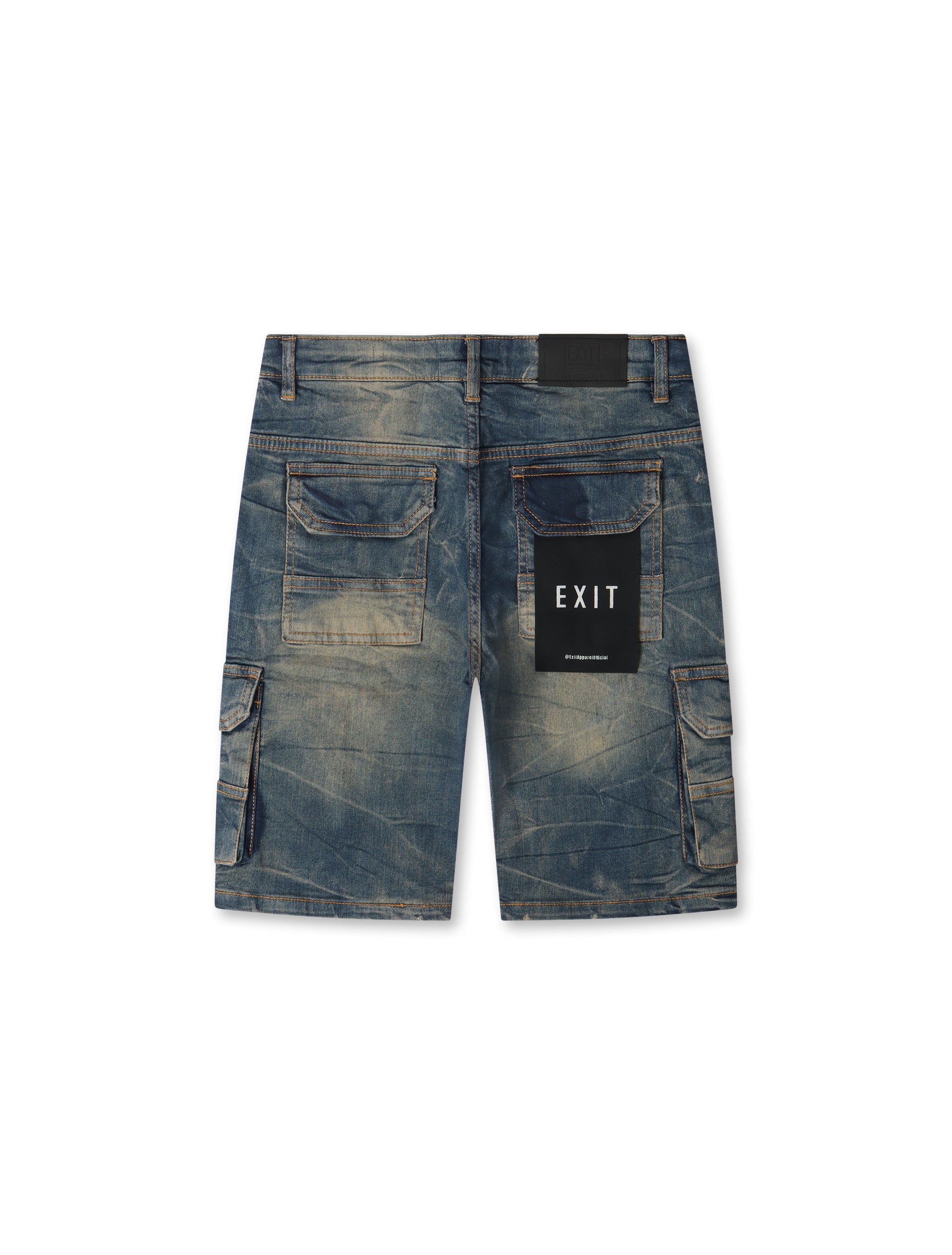 Exit Apparel Cargo Denim Shorts - Blue by Denim Exchange
