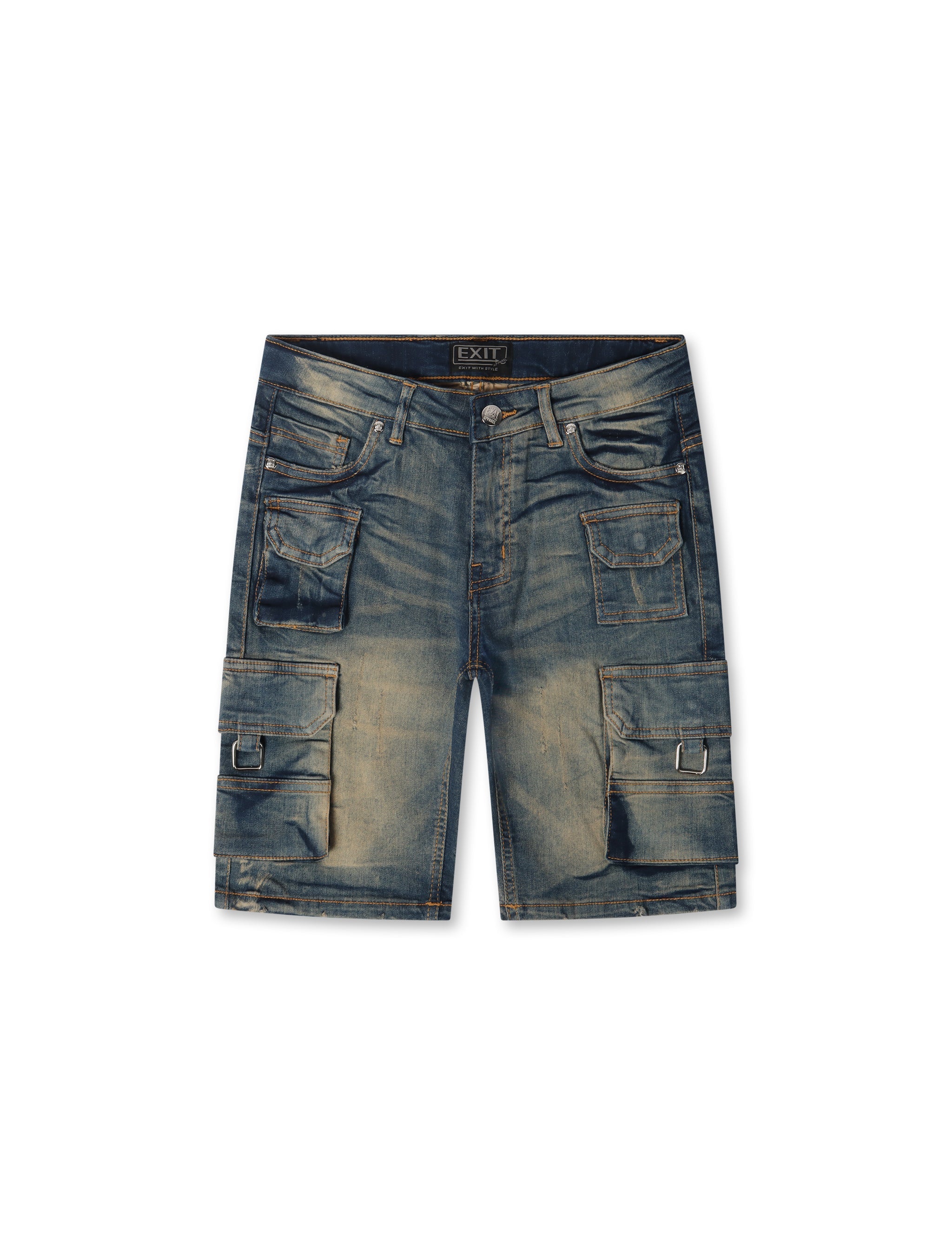 Exit Apparel Cargo Denim Shorts - Blue by Denim Exchange