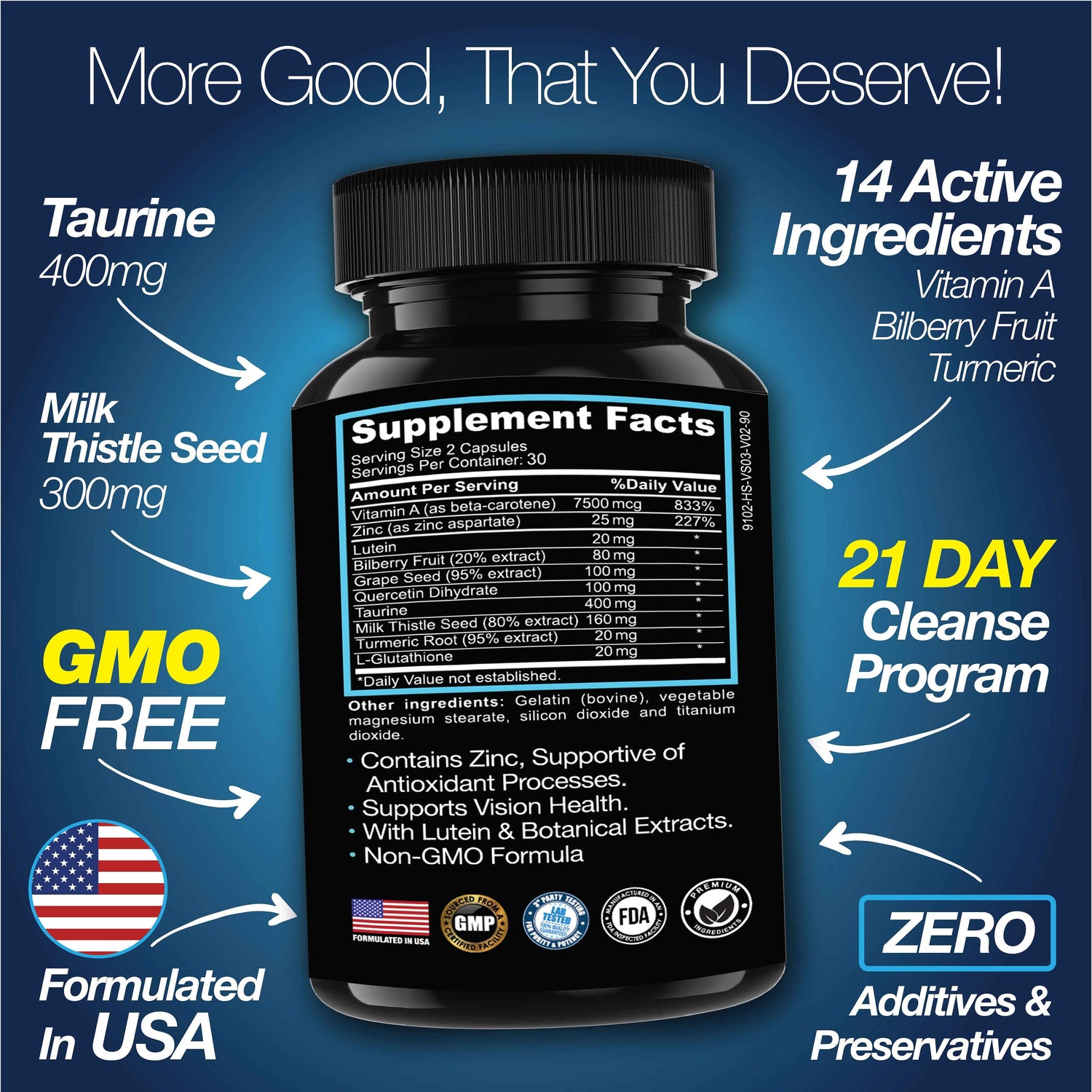 Eye Health &amp; Vision Vitamins Supplement 60 Capsules