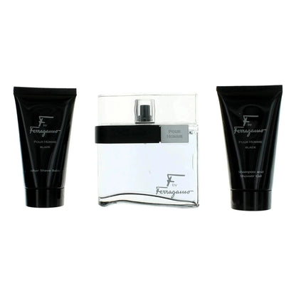 F Black By Salvatore Ferragamo For Men (3pc Gift Set) by perfumesandrea