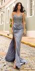 Nox Anabel F1466 Long Strapless Beaded and Sequin Bodice Satin Gown by DiscountDressShop