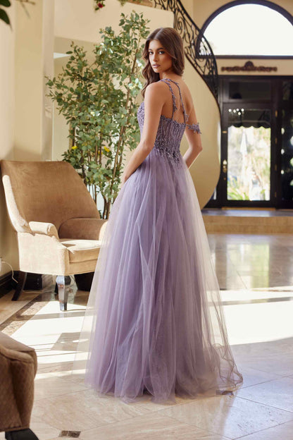 Nox Anabel F1567 Embroidered A-Line Sheer Boned Waistline Dress by DiscountDressShop