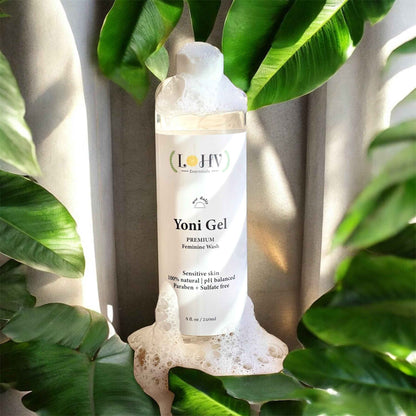 PREMIUM Herbal LOHV YONI GEL pH Balancing Intimate Wash: Eliminate Odor, Cleanse Vulva, Maintain a Healthy pH Balance with Palm Kernel Oil + Rose Oil + Aloe Vera Leaf