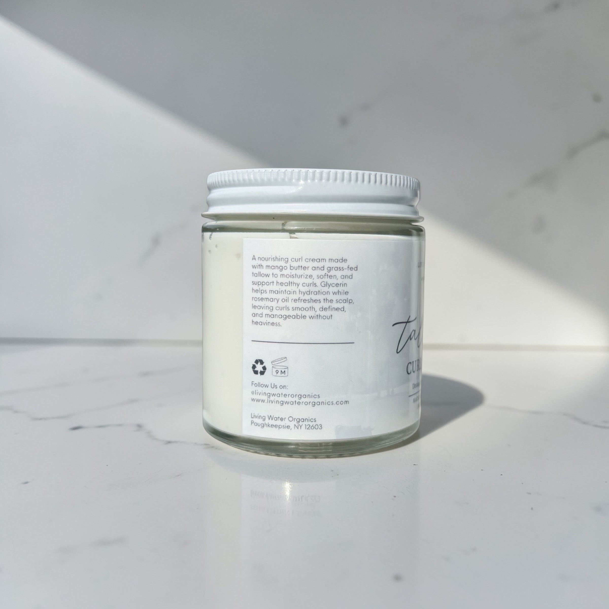100% Grass Fed Tallow Curl Cream for Curly Hair (Promotes Repairing Damaged or Dry Hair) by Living Water Organics