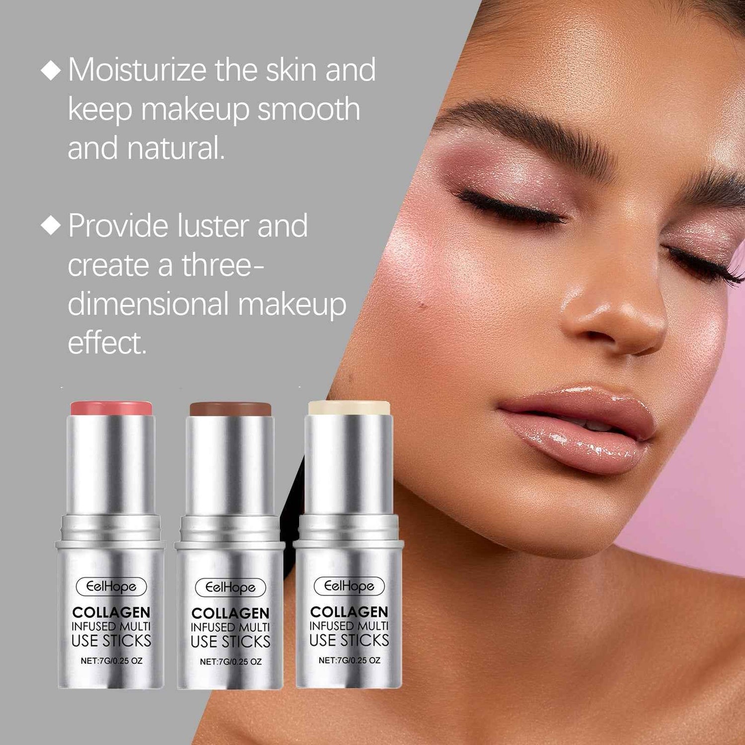 Collagen Makeup Stick Moisturizes Natural Multicolor Blush Stick