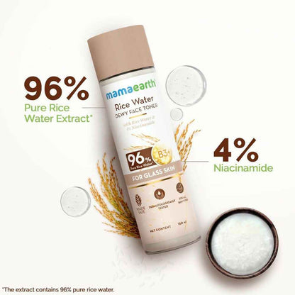 Mamaearth Rice Water Dewy Face Toner with 96% Pure Rice Water Extract &amp; 4% Niacinamide for Glass Skin