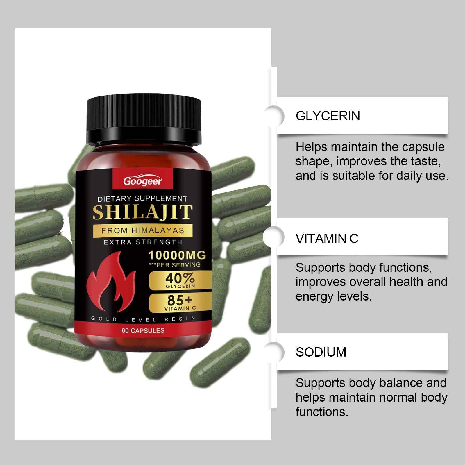 Shilajit 10000mg Dietary Supplement – Extra Strength