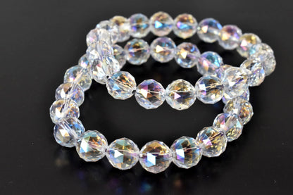 Faceted Aura Quartz Rainbow Moonstone Bracelet (Compassion and Patience)  DestGlow