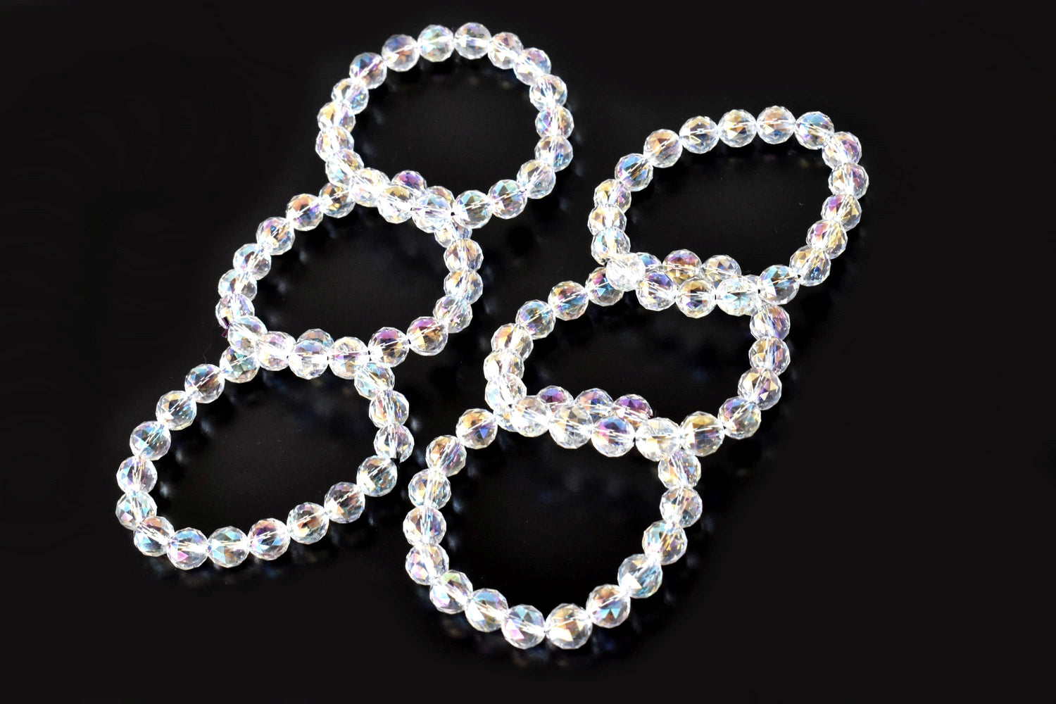Faceted Aura Quartz Rainbow Moonstone Bracelet (Compassion and Patience)  DestGlow