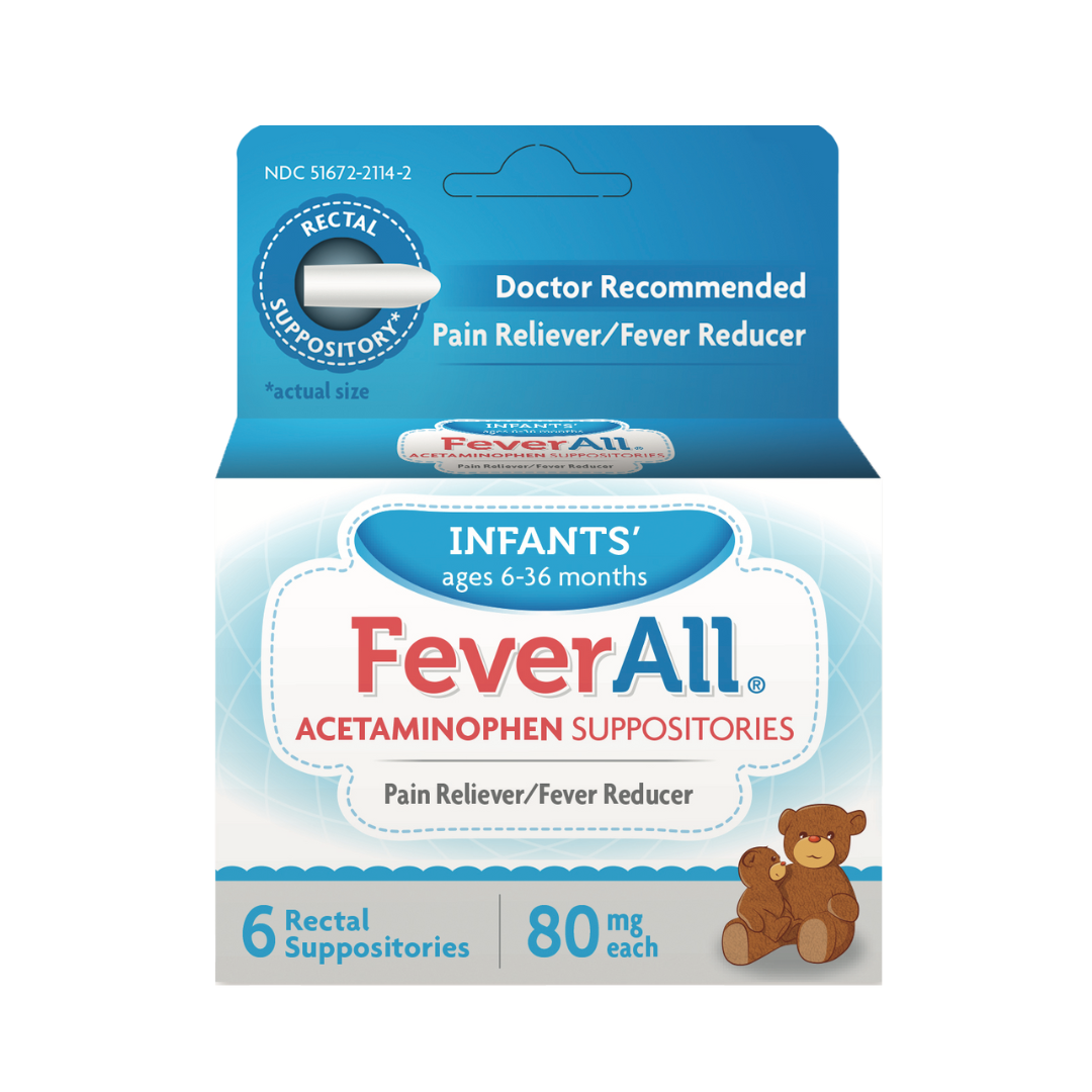 FeverAll Infants’ Acetaminophen Suppositories 80 mg (6 ct) for Ages 6–36 Months by Farmacias Savia