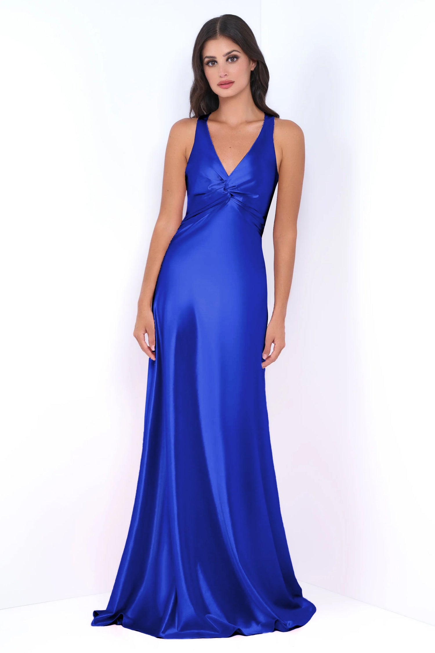 Odette Maxi Dress - Royal - Open Back With Adjustable Bow Tie Detail - DestGlow