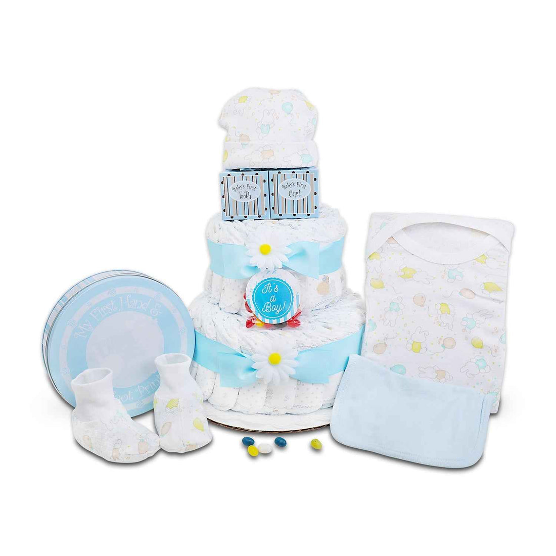 Blue Two-Tier Diaper Cake Gift