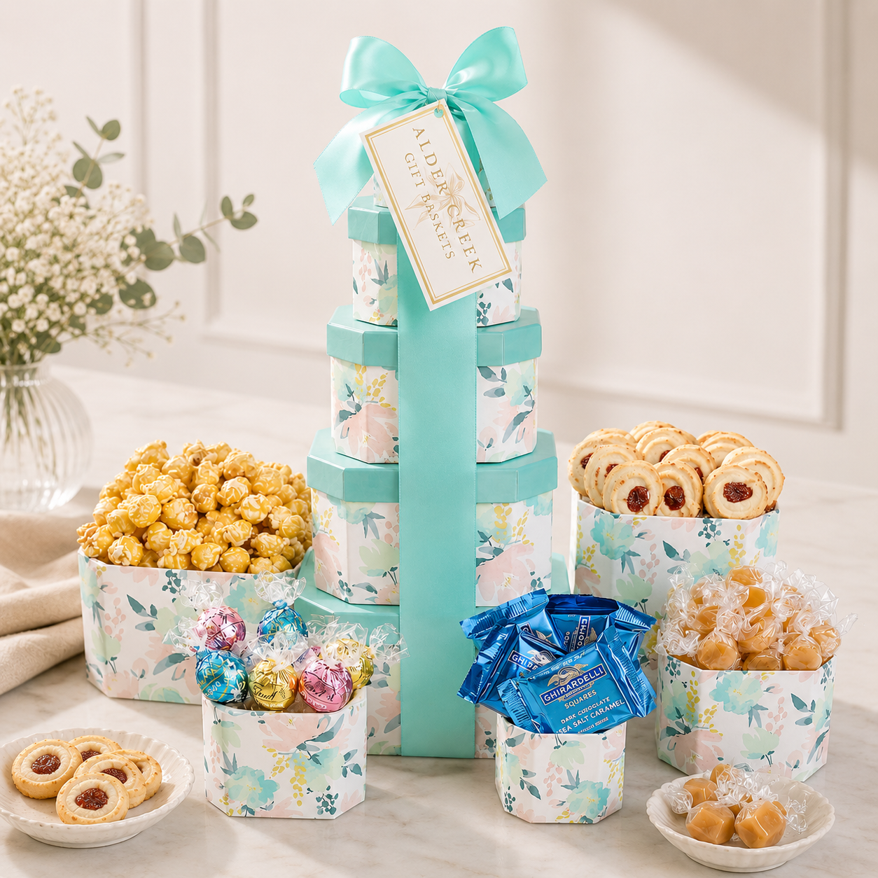 Springtime Treats Tower by Alder Creek Gift Baskets