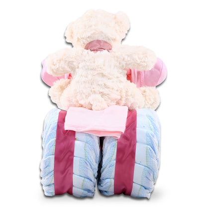Pink Tricycle Diaper Cake Gift by Alder Creek Gift Baskets