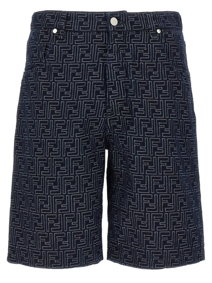 Fendi Men Bermuda Jeans Jacquard Ff by Luosophy