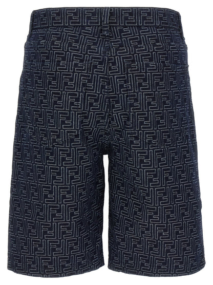 Fendi Men Bermuda Jeans Jacquard Ff by Luosophy