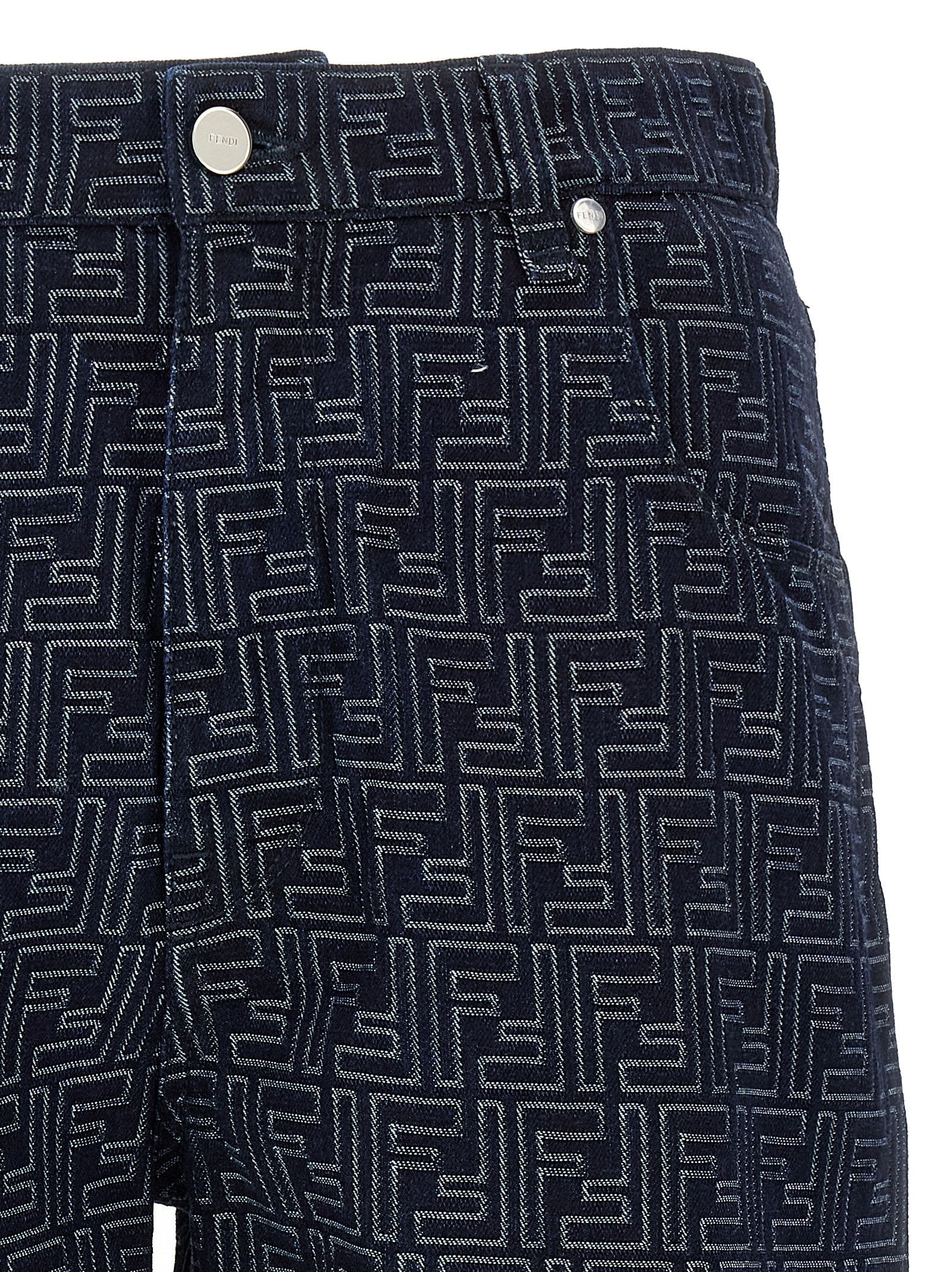 Fendi Men Bermuda Jeans Jacquard Ff by Luosophy