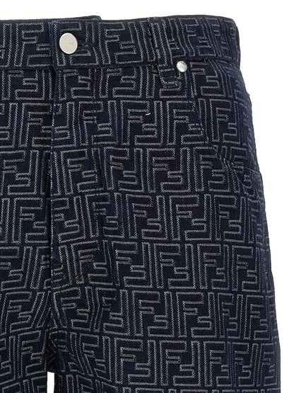 Fendi Men Bermuda Jeans Jacquard Ff by Luosophy