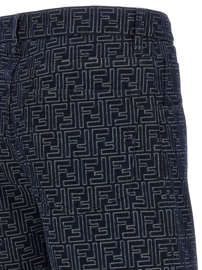 Fendi Men Bermuda Jeans Jacquard Ff by Luosophy