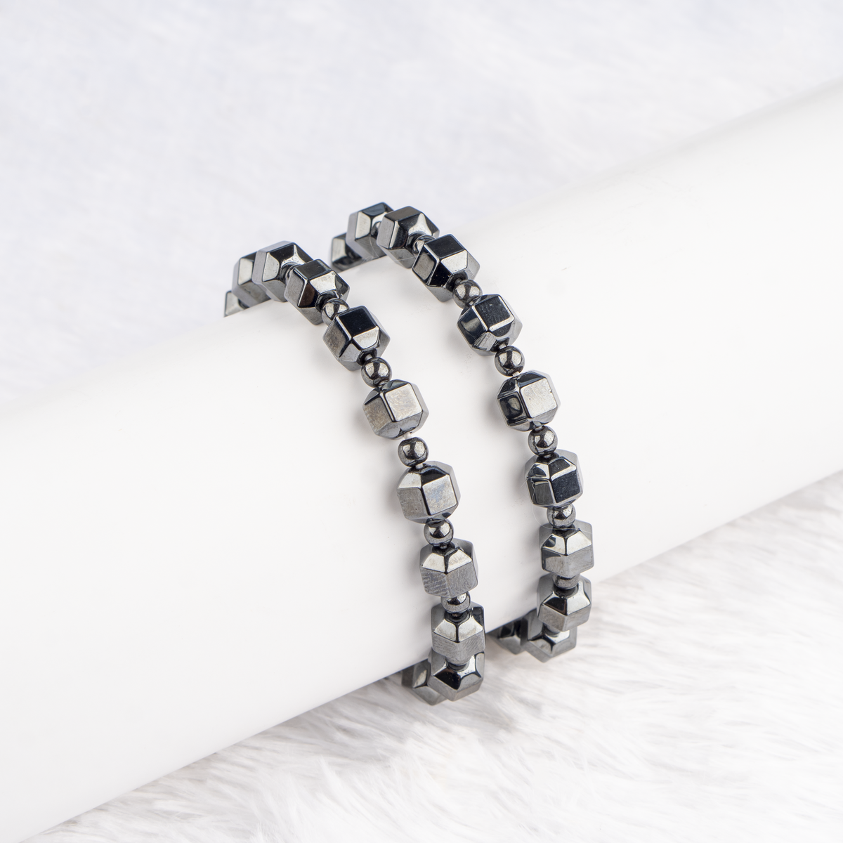 Wholesale Hematite Bracelet | Faceted Cubical Square Bracelet