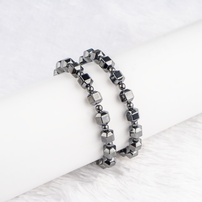 Wholesale Hematite Bracelet | Faceted Cubical Square Bracelet