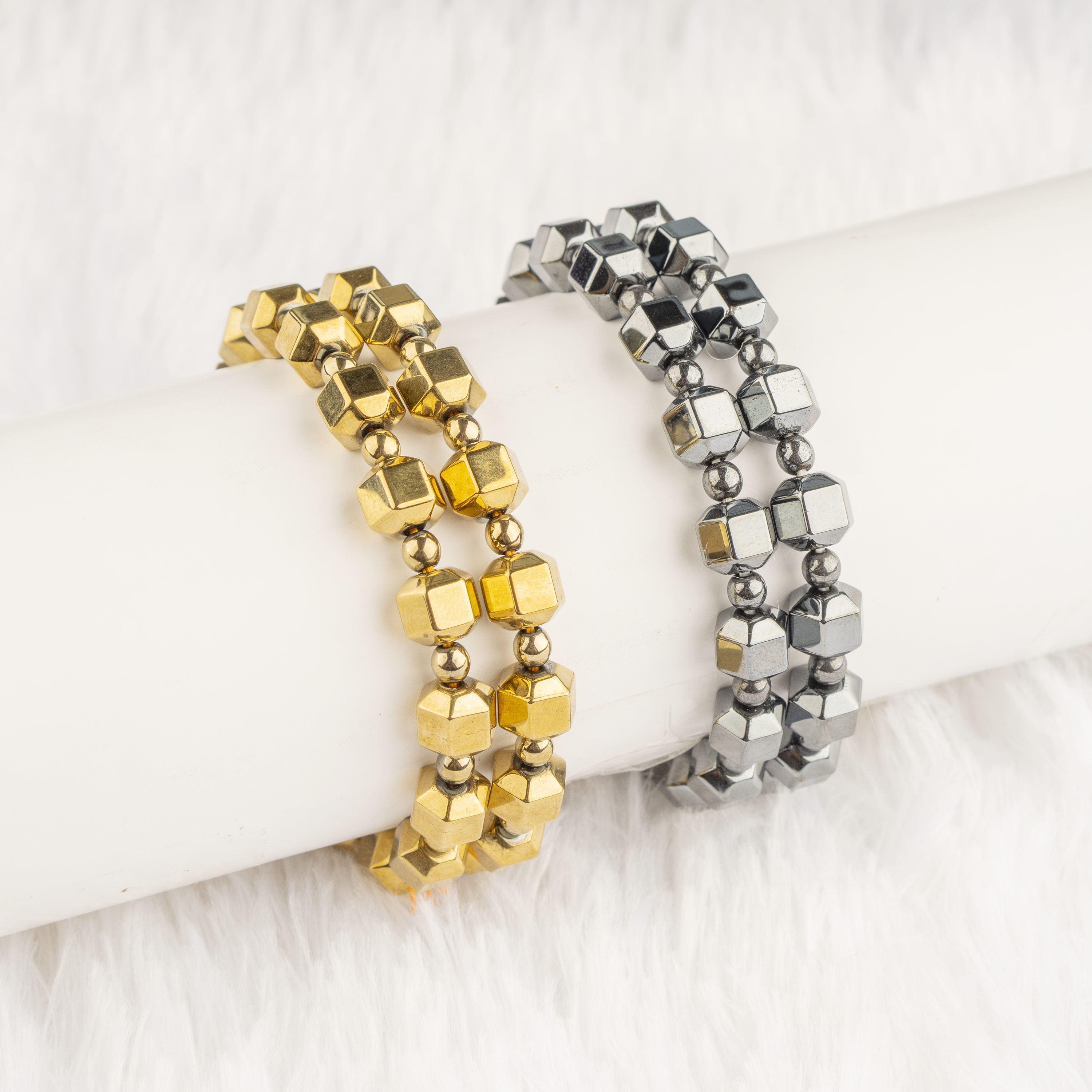 Wholesale Hematite Bracelet | Faceted Cubical Square Bracelet