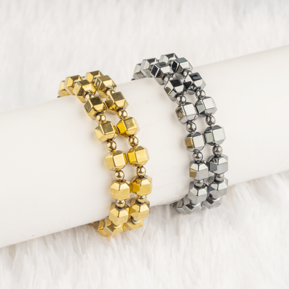 Wholesale Hematite Bracelet | Faceted Cubical Square Bracelet