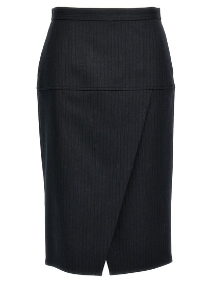 Fendi Women Pinstriped Wool Skirt by Luosophy