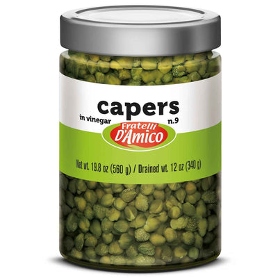 Fratelli D'Amico, Capers in Vinegar, Pickles no 9, 19.5oz, (580g)