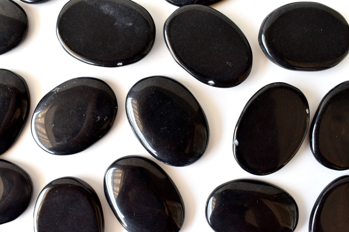 Black Tourmaline Worry  Stones (Meditation and Self-Acceptance)  DestGlow