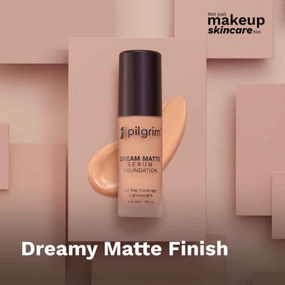 Pilgrim Dream Matte Serum Foundation With Matte &amp; Poreless All Day Coverage Lightweight - Natural Almond