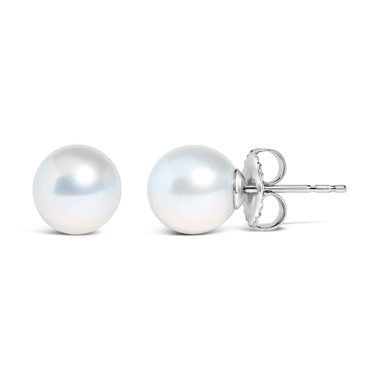 14k White Gold 5-5.5MM Cultured Freshwater Pearl Solitaire Stud Earrings by Bids.com