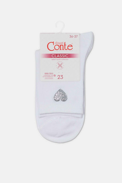 Cotton Socks Conte Classic 427 - Shimmering Heart Pattern