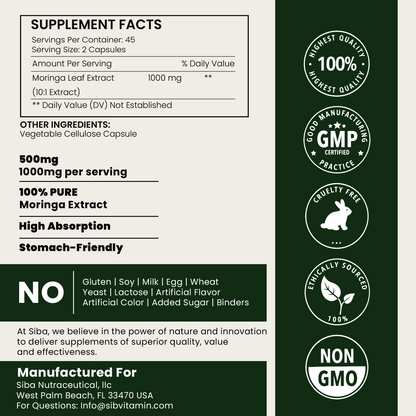 Moringa Leaf Capsules by Siba Vitamins Store