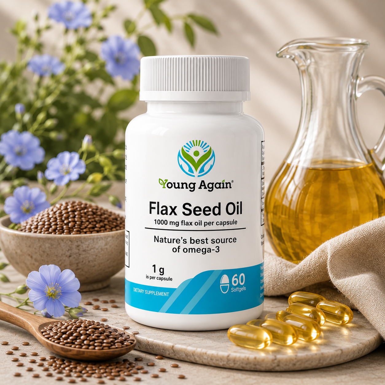 Flax Oil - Source of Omega-3 Fatty Acids by Young Again