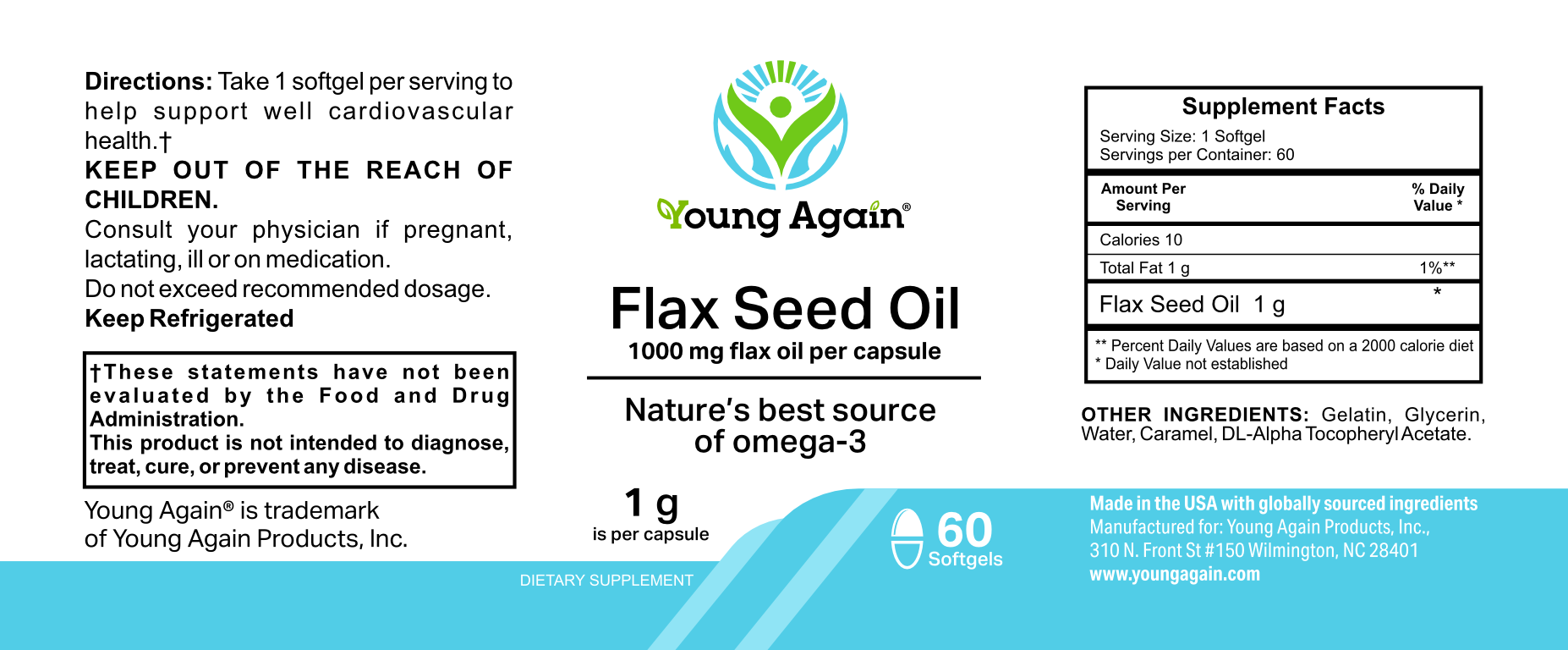 Flax Oil - Source of Omega-3 Fatty Acids by Young Again
