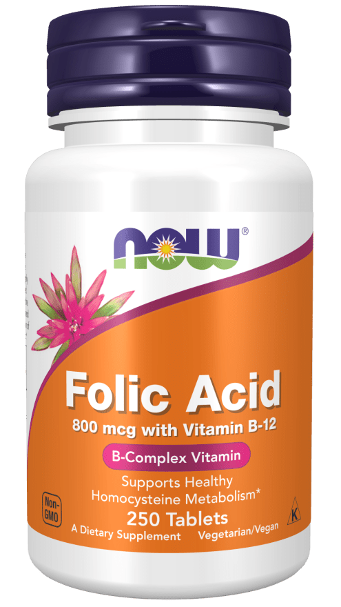 Folic Acid 800 mcg with Vitamin B-12 Tablets by Country Life Natural Foods