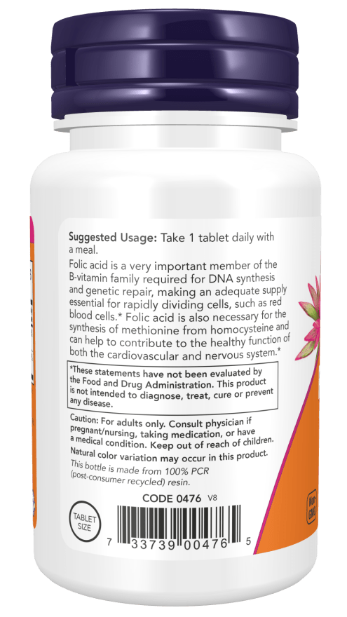 Folic Acid 800 mcg with Vitamin B-12 Tablets by Country Life Natural Foods