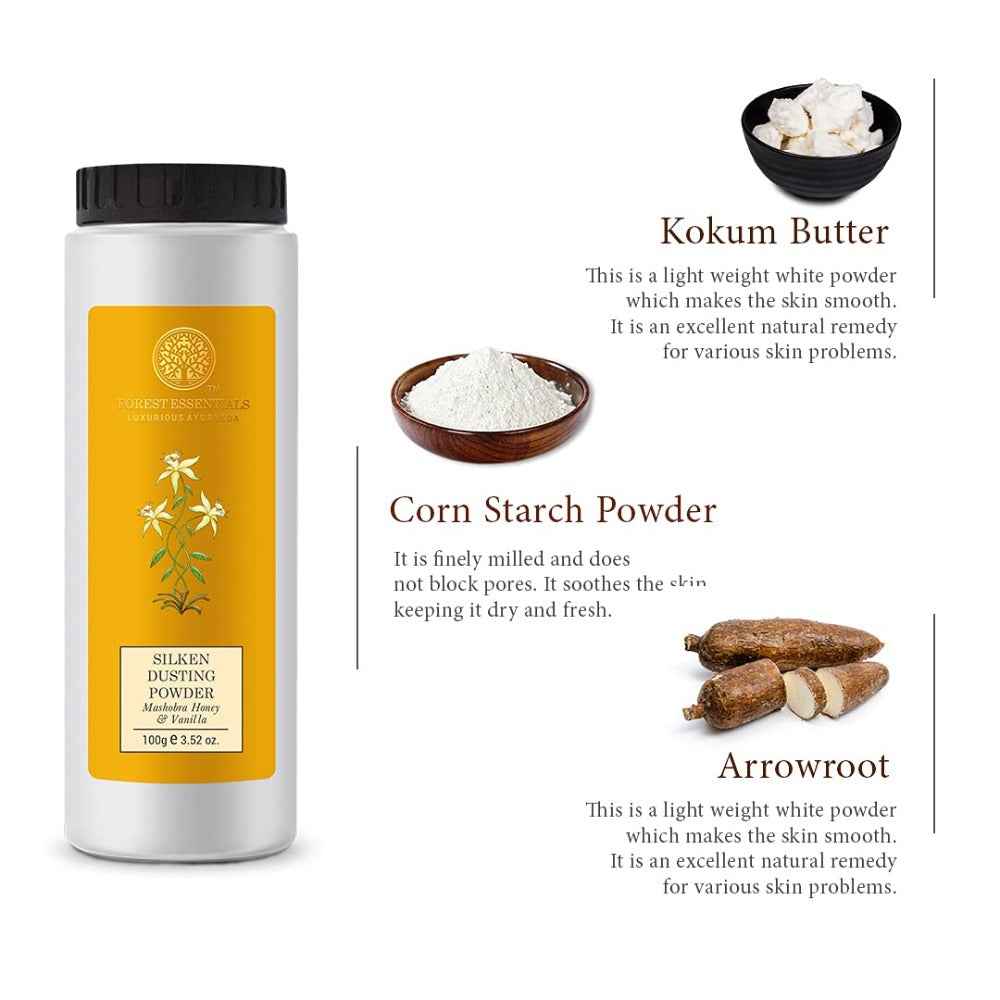 Forest Essentials Silken Dusting Powder Mashobra Honey &amp; Vanilla