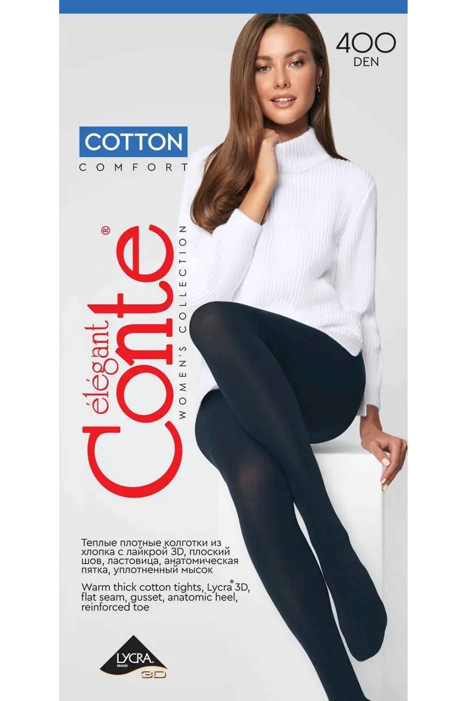 Tights Conte Cotton 400 Den - Warm Opaque