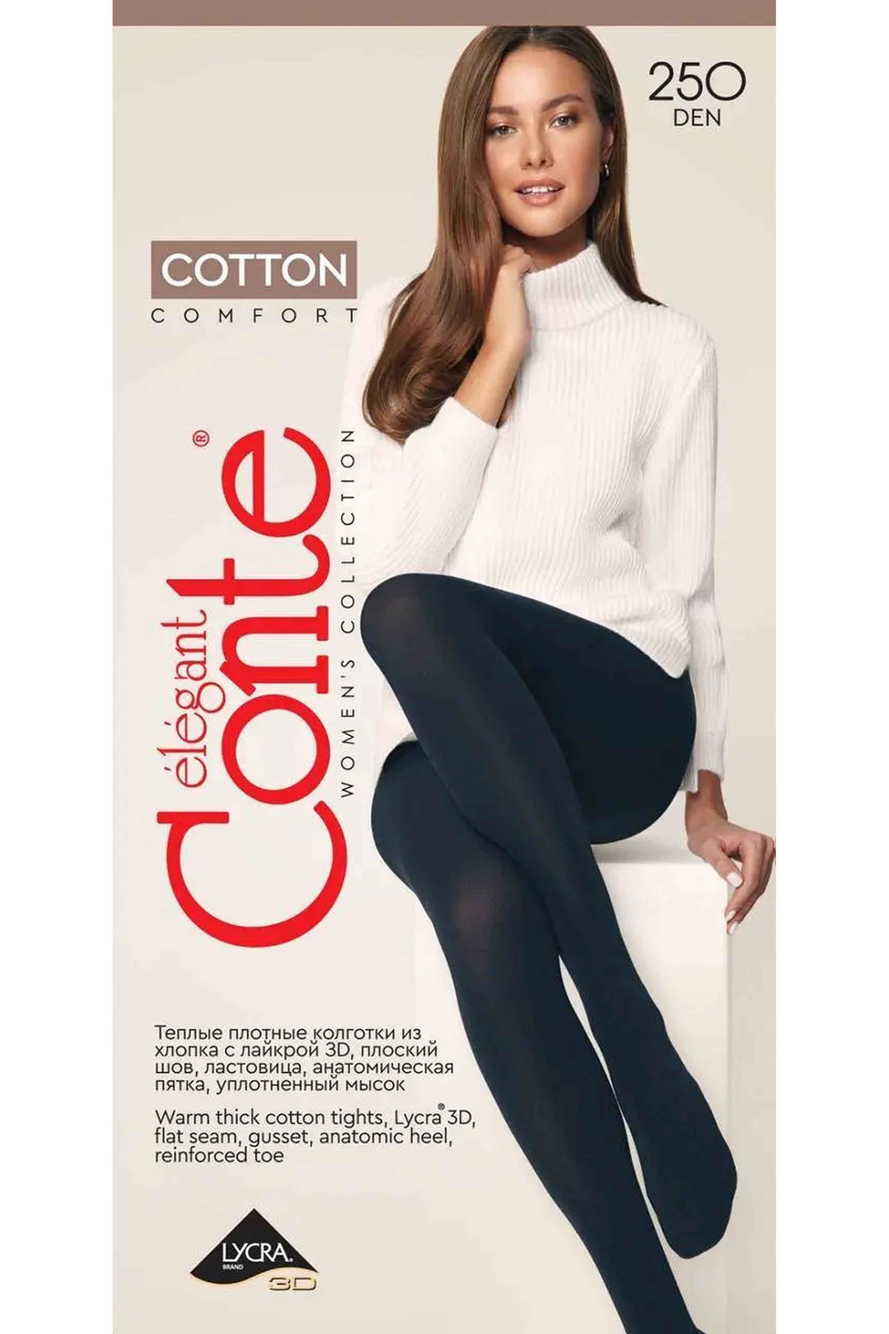 Tights Conte Cotton 250 Den - Warm Opaque