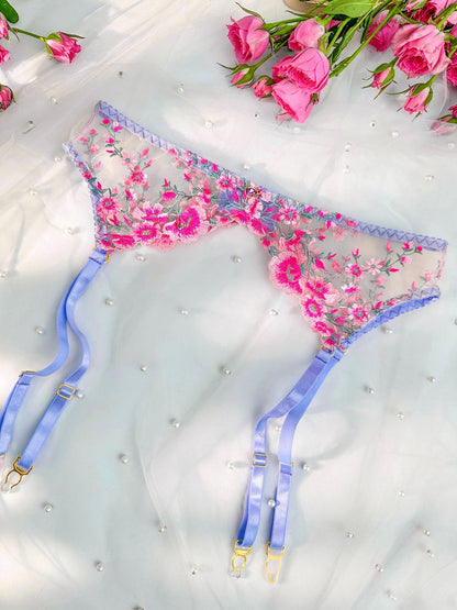 Fantasy Pink Bloom Embroidery Lingerie Set 