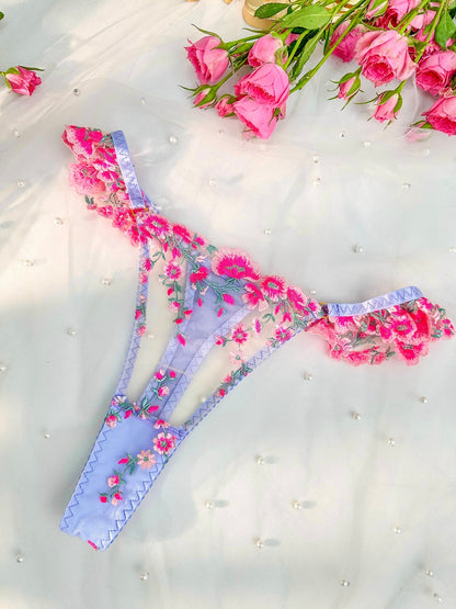 Fantasy Pink Bloom Embroidery Lingerie Set 