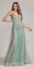 Nox Anabel G1149 Floor Length A-Line Tulle Gown with Slit by DiscountDressShop