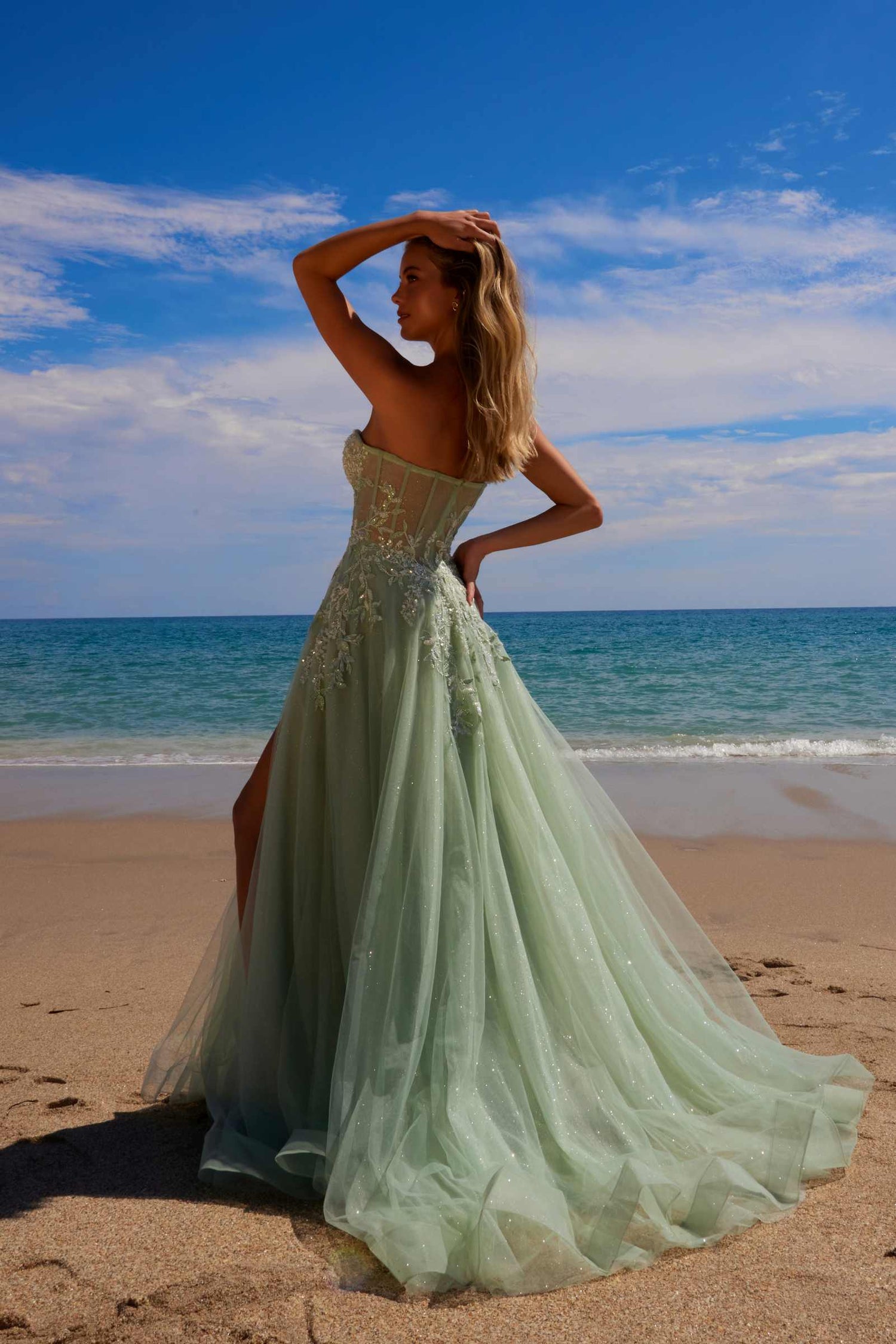 Nox Anabel G1371 Long A-Line Tulle Dress With A Sweetheart Top Sequin Applique by DiscountDressShop
