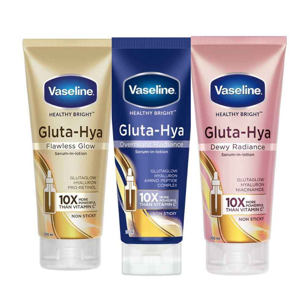Vaseline Gluta Hya Serum-in-Lotion - Dewy Radiance, Overnight Radiance &amp; Flawless Glow Combo