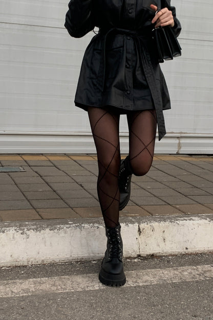 Fantasy Tights Conte Galerie - Lace-Up Imitation - DestGlow