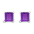 14K White Gold 5x5MM Princess Cut Purple Amethyst Solitaire Stud Earrings by Bids.com
