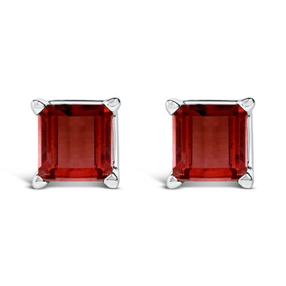 14K White Gold 5x5MM Princess Cut Purple Amethyst Solitaire Stud Earrings by Bids.com